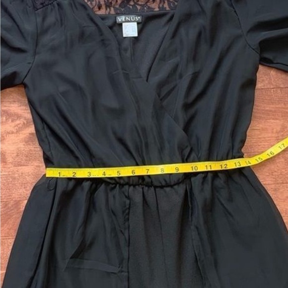 Lace Detail Jumpsuit with Chiffon Overlay - Picture 4 of 9